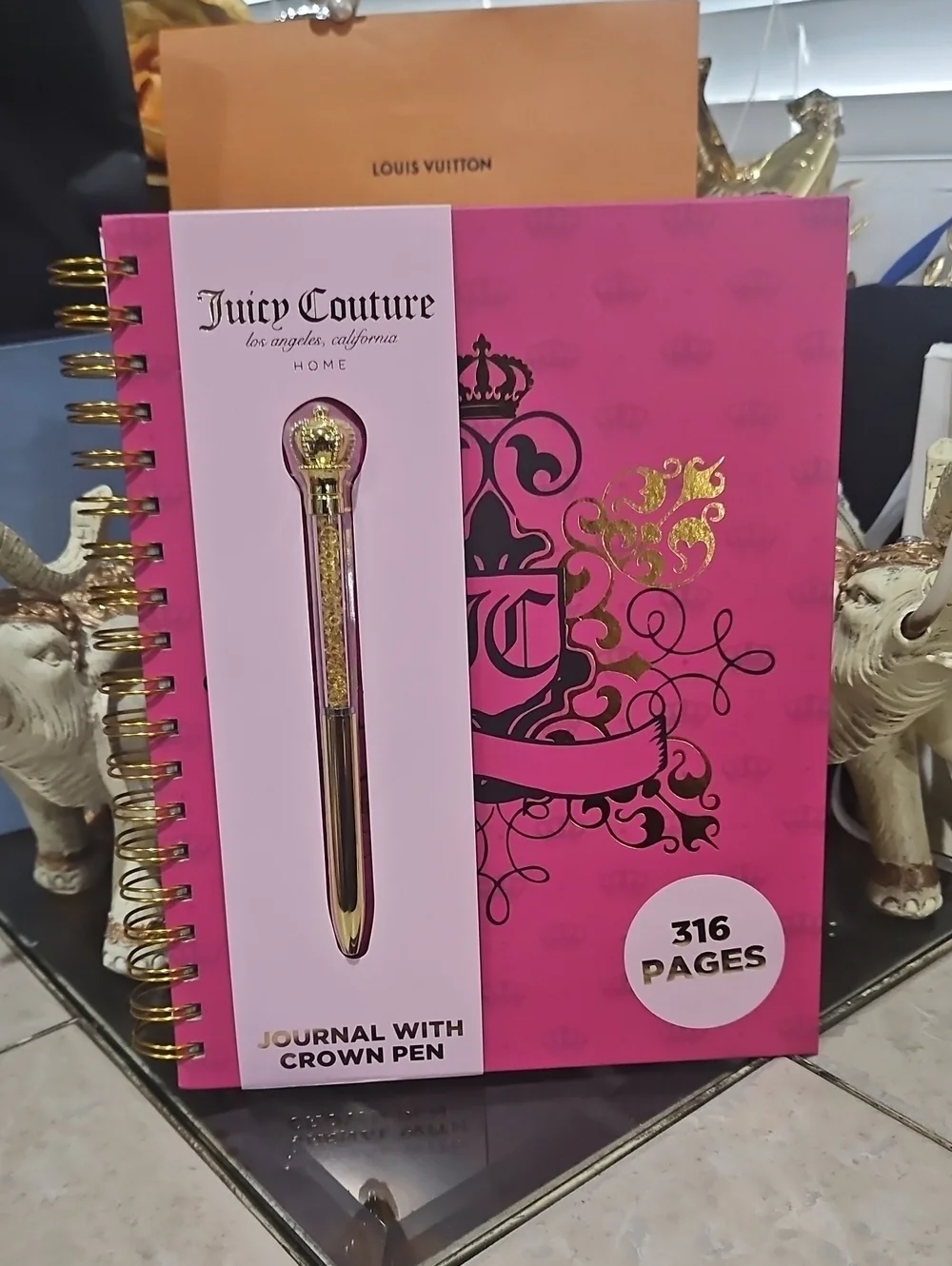NWT! JUICY COUTURE LARGE JOURNAL w/ CROWN PEN!
